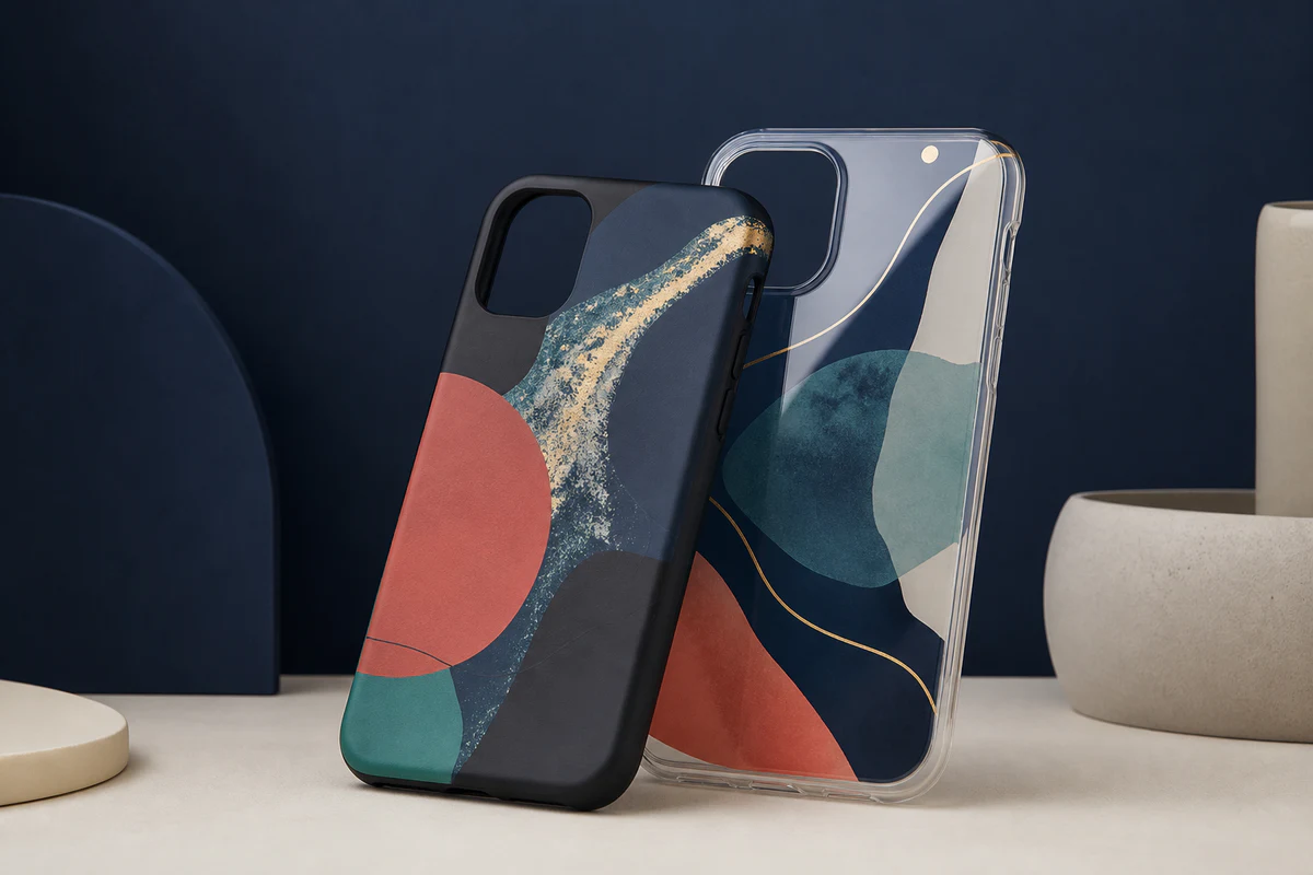 Custom printed phone case designed in the Inkloom studio